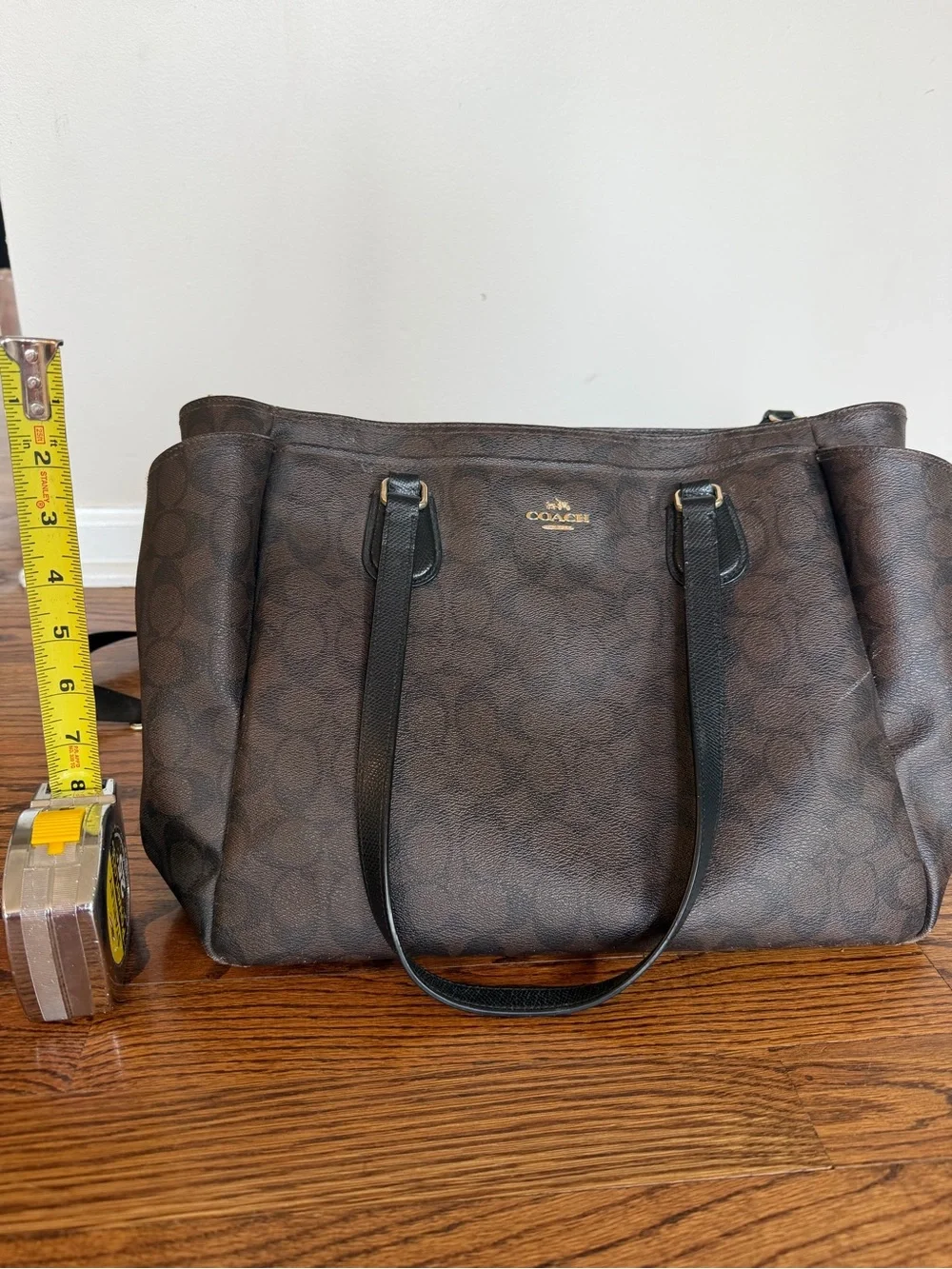 Coach Brown/Black Signature Canvas Tote with Adjustable Strap